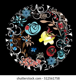 the range of colors and patterns on a black background