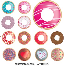 range of decorated cute cake donuts