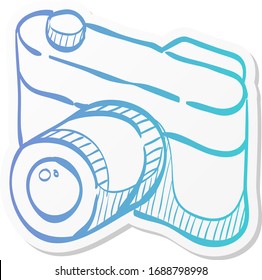 Range finder camera icon in sticker color style. Digital photography film range finder focus