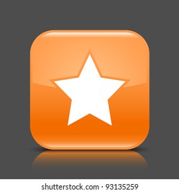 range glossy web button with star sign. Rounded square shape icon with black shadow and colored reflection on dark gray background. This vector illustration created and saved in 8 eps