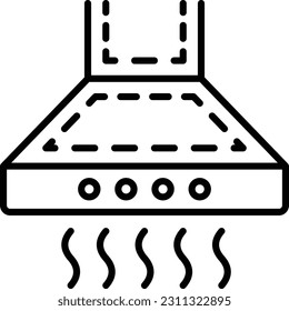 Diseño de icono de línea vectorial Hob o campana, símbolo de panadería y orfebrería, signo de Cuisine Maestro, ilustración de material de conocedor de comida, concepto de Smart Kitchen Exhausts