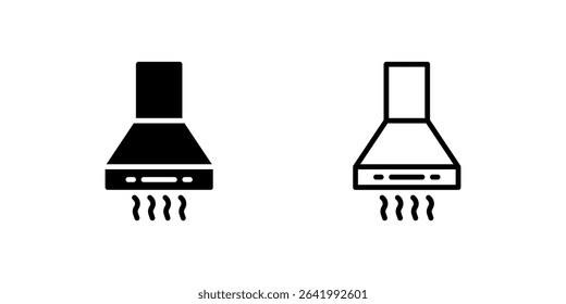 Range hood icon set for smoke and odor extraction in modern kitchens