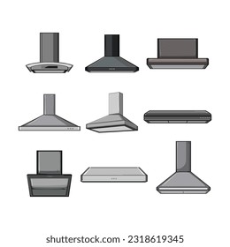 range hood set cartoon. modern house, extractor cooking, home interior, contemporary household range hood sign. isolated symbol vector illustration