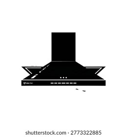 Range hood silhouette black kitchen exhaust fan on white background