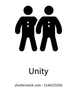 A range of human avatars standing in a row symbolizing Unity 