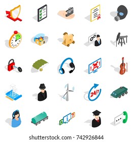Range icons set. Isometric set of 25 range vector icons for web isolated on white background