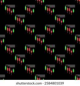 Range or Levels Breakout vector Candlestick Chart concept colored seamless pattern