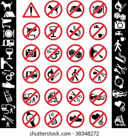 range of prohibition signs. Labeling.