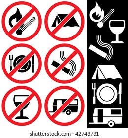 range of prohibition signs. Labeling.