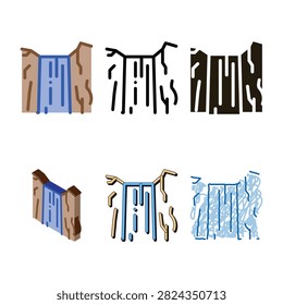 range waterfall water falling from mountain icon vector. waterfall water falling from mountain sign. isolated contour symbol