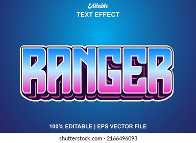 ranger text effect in blue modern style editable.