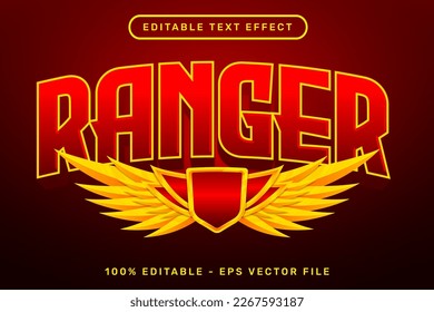 ranger text effect and editable text effect with wings illustration