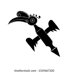 rangkong bird. illustration in silhouette style - vector