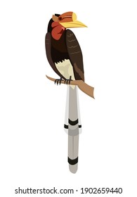 Rangkong, ave Hornbill, ilustración vectorial del diseño del ave Rangkong, Burundi Eanggang Rangkong