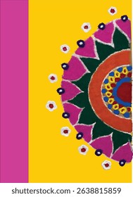 Rangoli by wall with brilliant design