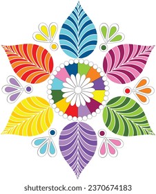 Rangoli colorful vector Indian festival Diwali tradition background design decorative