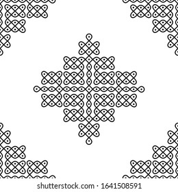 Rangoli design concept of 15X15 dots and lines is in Seamless pattern