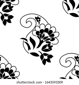 Rangoli design concept of conch shells with flowers and leaves is in Seamless pattern