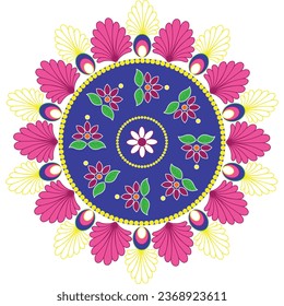 Rangoli design flower vector art