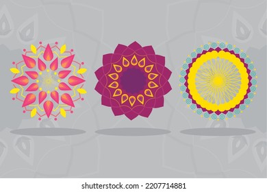 rangoli icon set on gray background