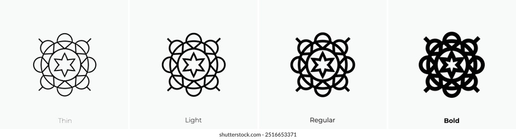 Rangoli-Symbol. Dünnes, helles Design im regulären und kühlen Stil, einzeln auf weißem Hintergrund