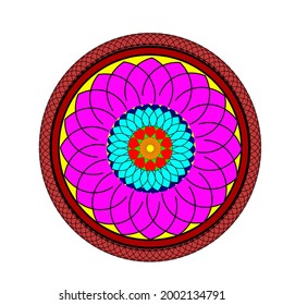 Rangoli  mandala colorful pattern on the floor to be drawn in Indian ethnicity