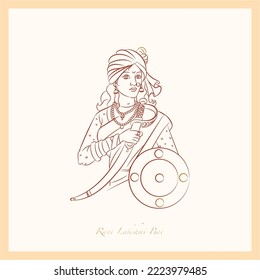 
rani lakshmi bai line drawing illustration