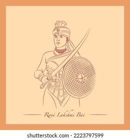 ilustración vectorial de la línea rani laxmi bai