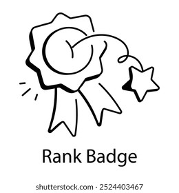 Rank badge icon in doodle style 

