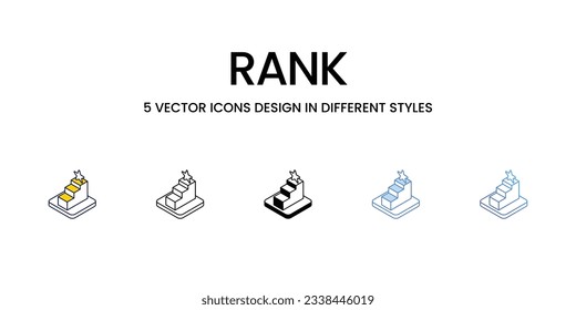 Rank Icon Design in Five style with Editable Stroke. Line, Solid, Flat Line, Duo Tone Color, and Color Gradient Line. Suitable for Web Page, Mobile App, UI, UX and GUI design.