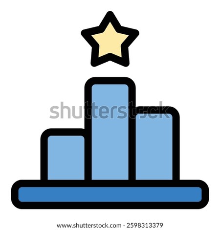 Rank icon in flat line style representing hierarchy status and achievement ideal for leadership competition and performance evaluation concepts.