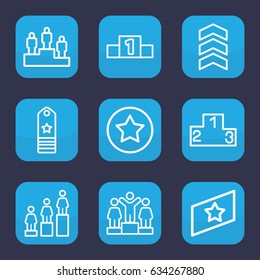 Rank icon. set of 9 outline rank icons such as ranking