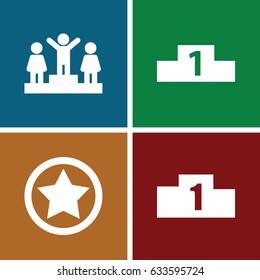 Rank icons set. set of 4 rank filled icons such as ranking