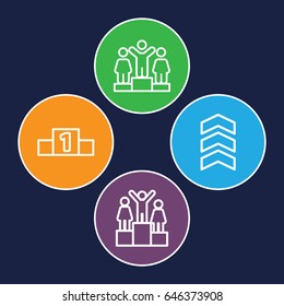 Rank icons set. set of 4 rank outline icons such as ranking