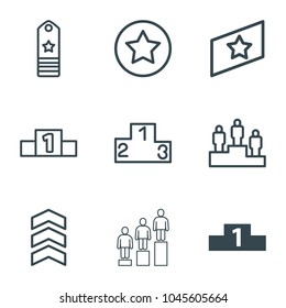 Rank icons. set of 9 editable outline rank icons such as ranking