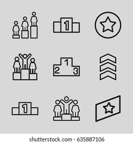 Rank icons set. set of 9 rank outline icons such as ranking