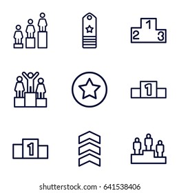 Rank icons set. set of 9 rank outline icons such as ranking