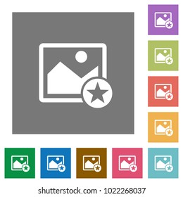 Rank image flat icons on simple color square backgrounds