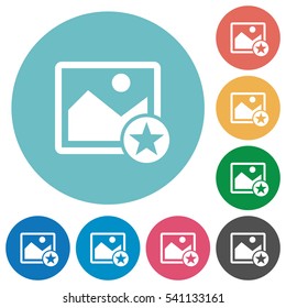 Rank image flat white icons on round color backgrounds