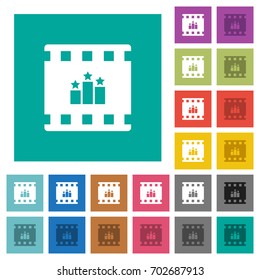 rank movie multi colored flat icons on plain square backgrounds. Included white and darker icon variations for hover or active effects.