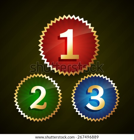 rank number one two three with gold borders