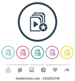Rank playlist flat color icons in round outlines. 6 bonus icons included.