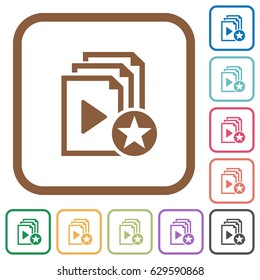 Rank playlist simple icons in color rounded square frames on white background