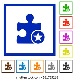 Rank plugin flat color icons in square frames on white background