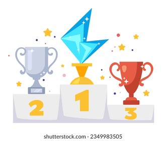 Rank podium winner 1st 2nd 3rd place prize champion concept. Vector graphic design element illustration