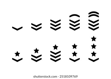 Rank set icons. Silhouette style. Vector icons.