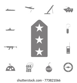 Rank shoulder straps icon. Set of military elements icon. Quality graphic design collection army icons for websites, web design, mobile app on white background