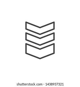 Rank shoulder straps line icon. linear style sign for mobile concept and web design. Military rank outline vector icon. Symbol, logo illustration. Vector graphics