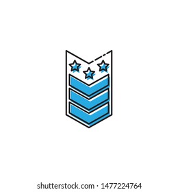 Rank shoulder straps vector icon symbol isolated on white background