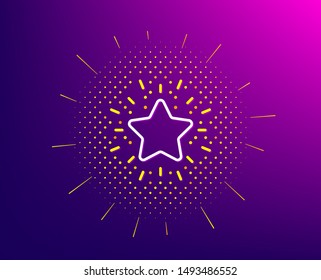 Rank star line icon. Halftone pattern. Success reward symbol. Best result sign. Gradient background. Rank star line icon. Yellow halftone pattern. Vector